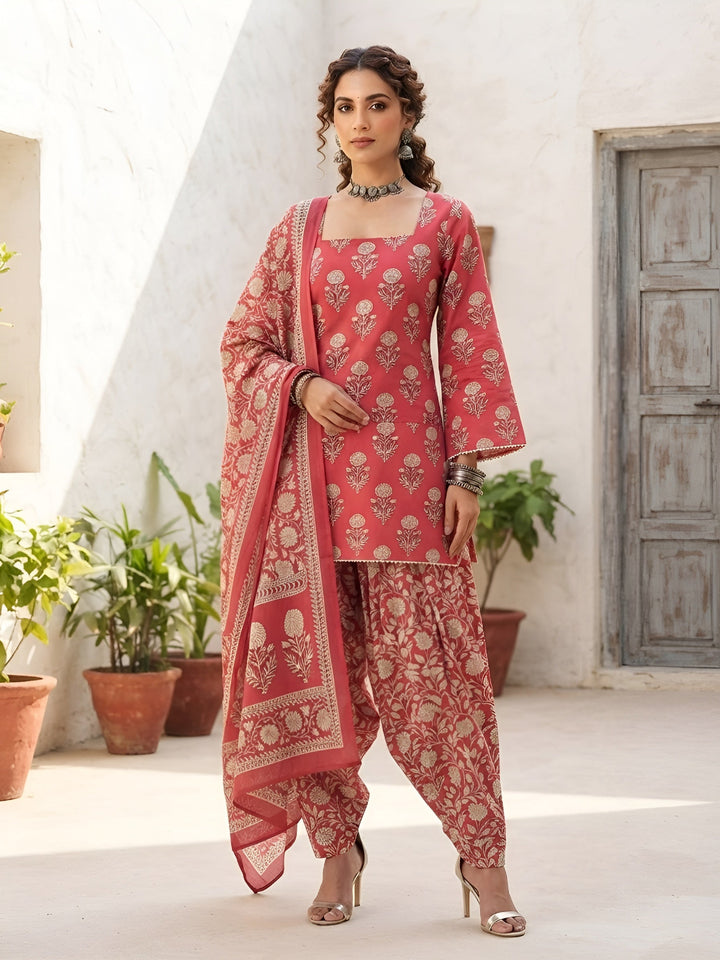 Printed Straight Kurta Set With Dupatta
