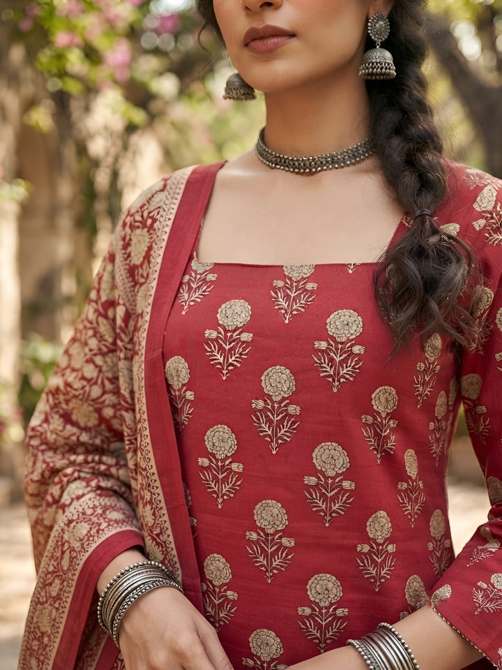 Printed Straight Kurta Set With Dupatta