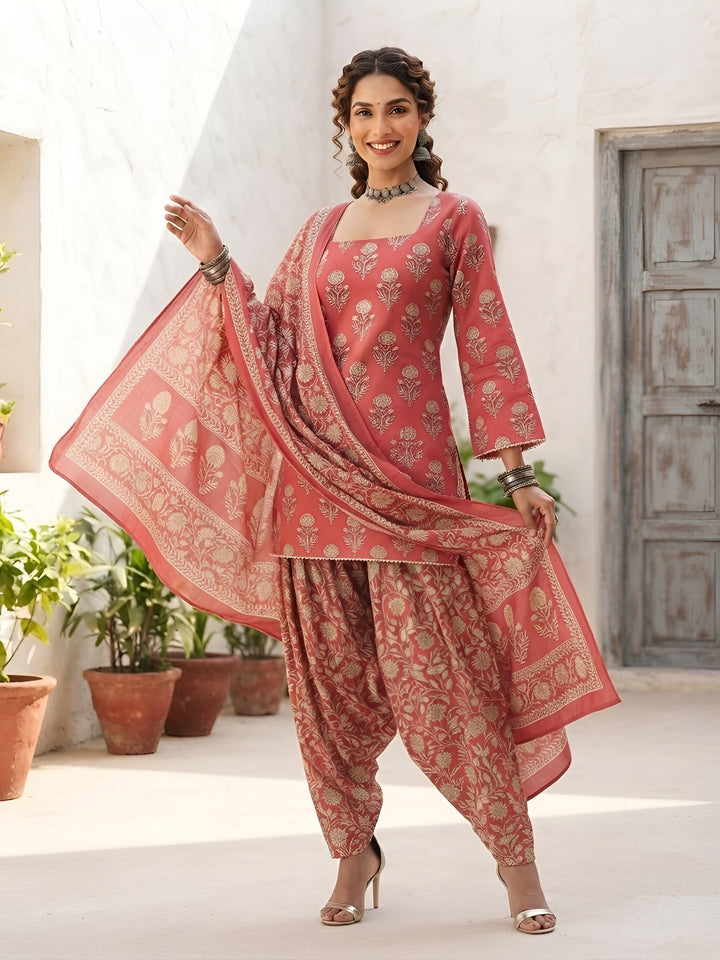 Printed Straight Kurta Set With Dupatta