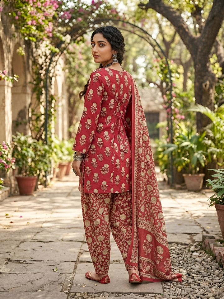 Printed Straight Kurta Set With Dupatta