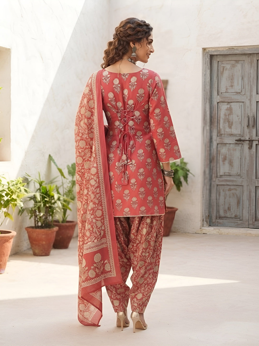 Printed Straight Kurta Set With Dupatta