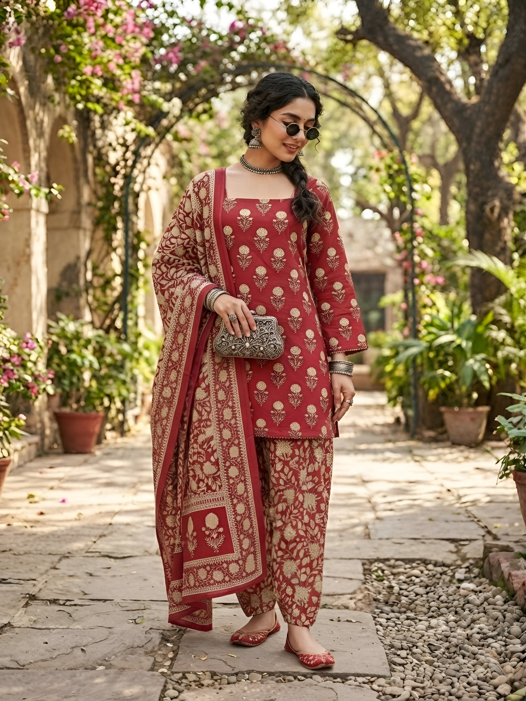 Printed Straight Kurta Set With Dupatta