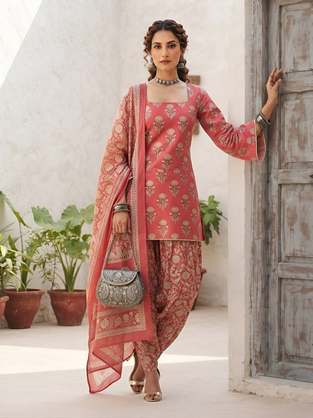 Printed Straight Kurta Set With Dupatta