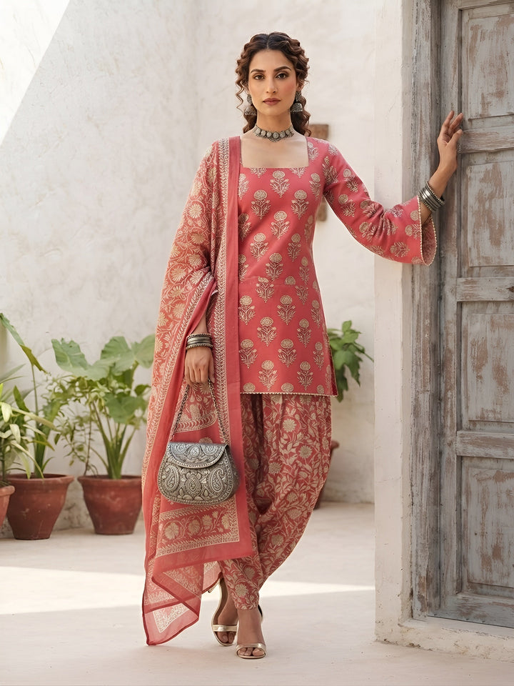 Printed Straight Kurta Set With Dupatta