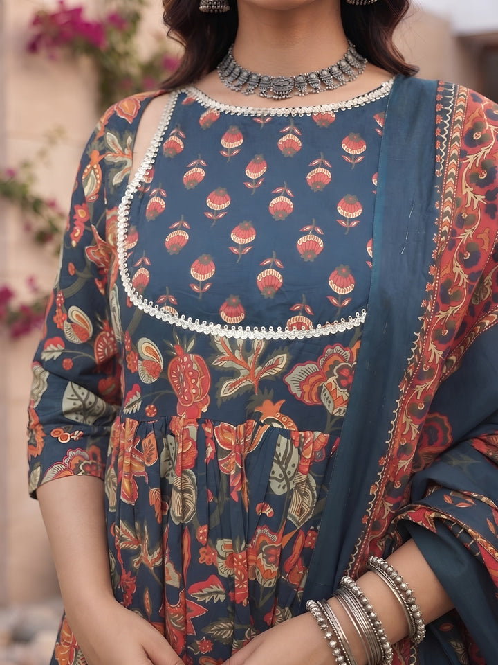 Printed Anarkali Kurta Set With Dupatta