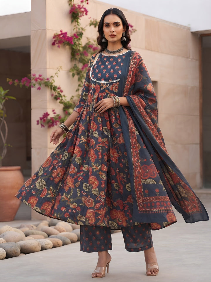 Printed Anarkali Kurta Set With Dupatta