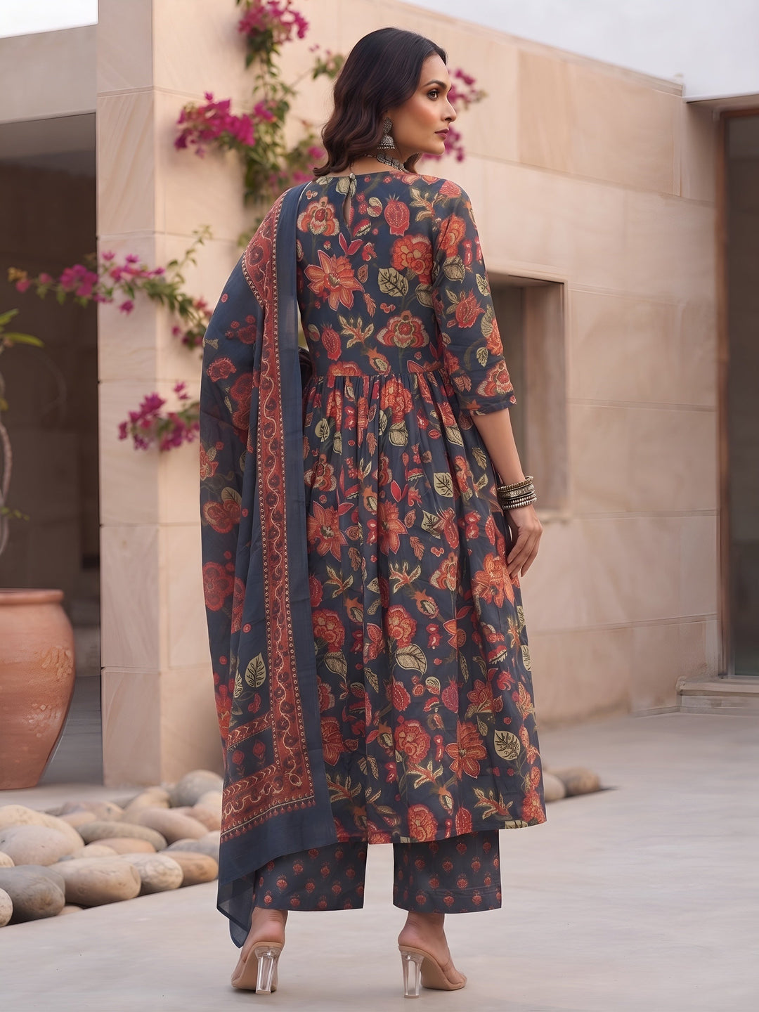 Printed Anarkali Kurta Set With Dupatta