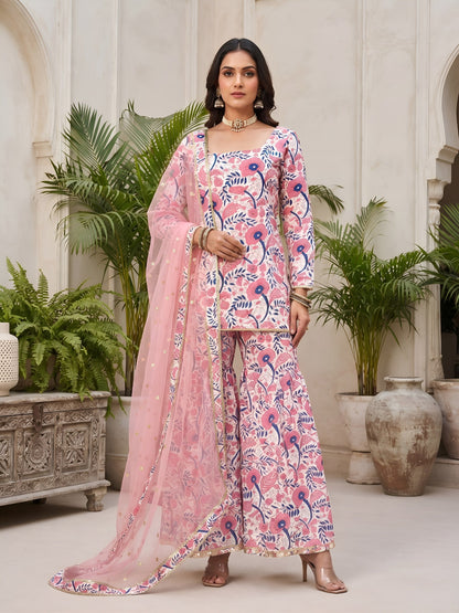 Printed Straight Sharara Set With Dupatta