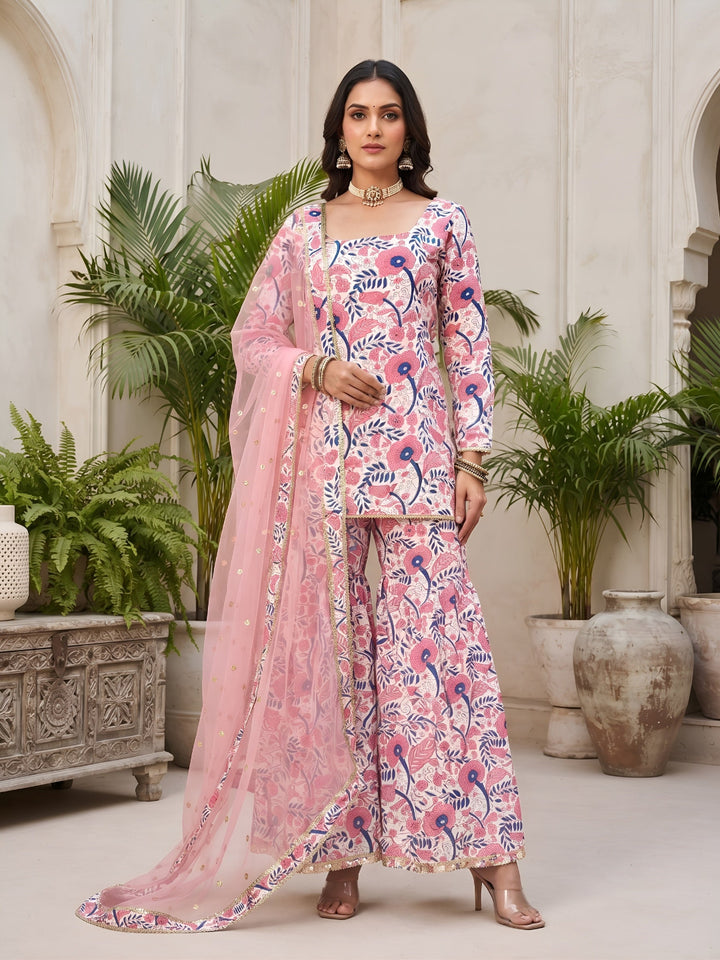 Printed Straight Sharara Set With Dupatta
