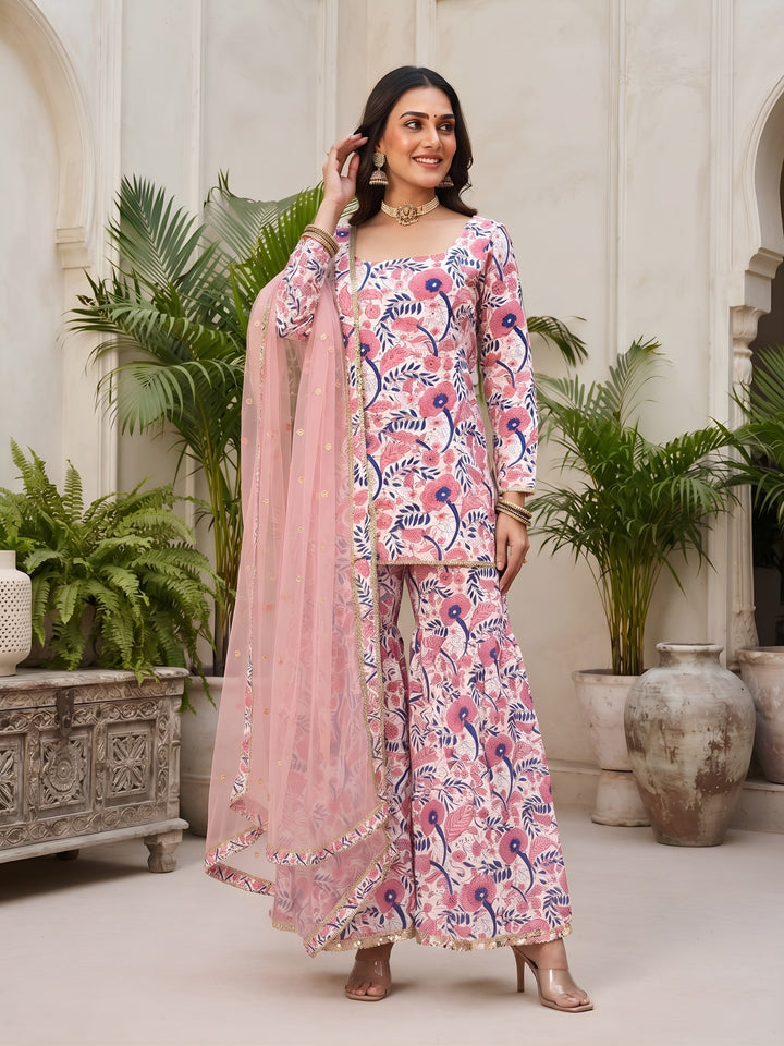 Printed Straight Sharara Set With Dupatta