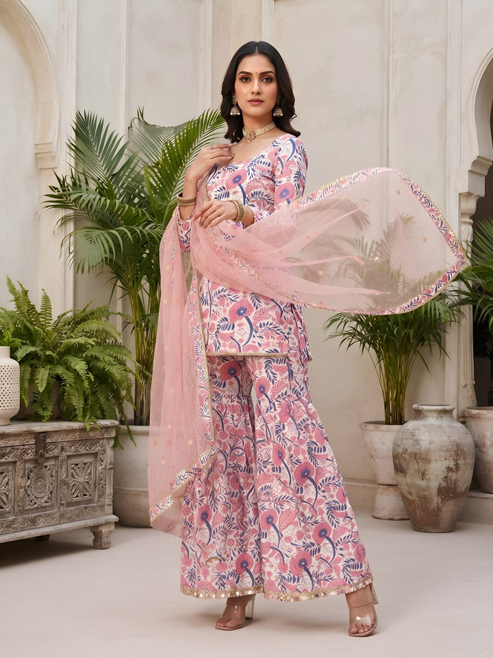 Printed Straight Sharara Set With Dupatta