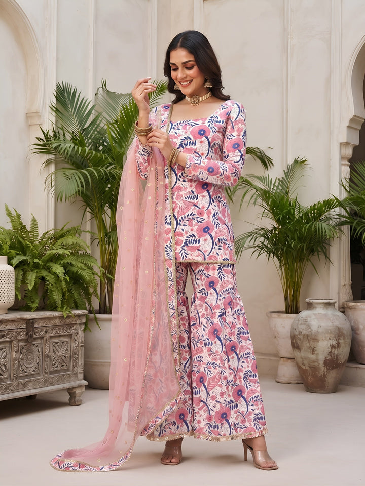 Printed Straight Sharara Set With Dupatta