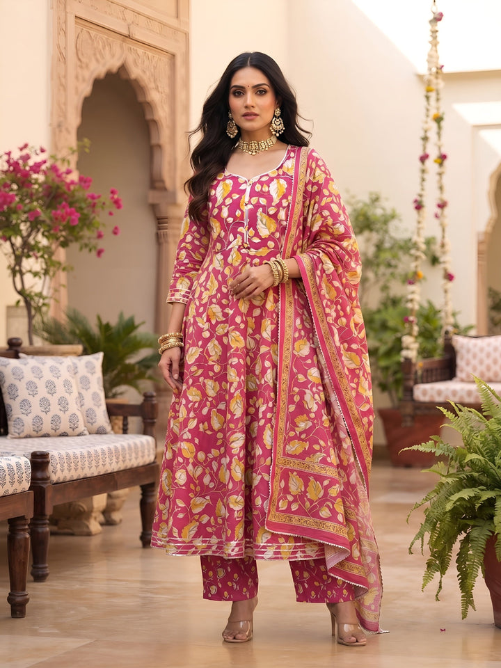 Printed Anarkali Kurta Set With Dupatta