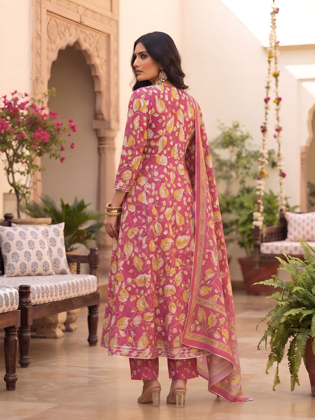 Printed Anarkali Kurta Set With Dupatta