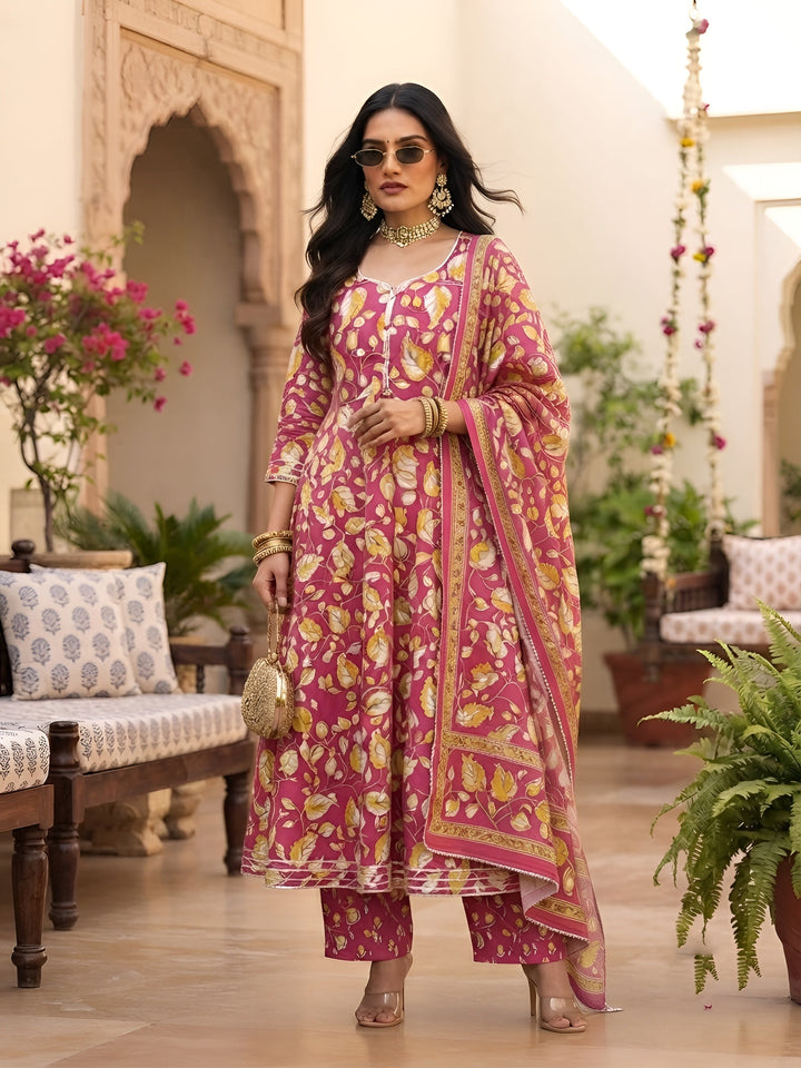 Printed Anarkali Kurta Set With Dupatta