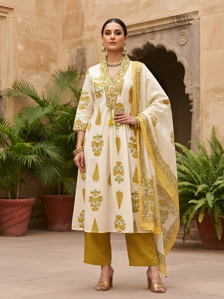 Printed Anarkali Kurta Set With Dupatta