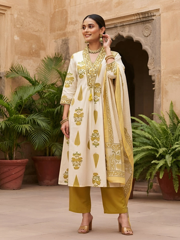 Printed Anarkali Kurta Set With Dupatta