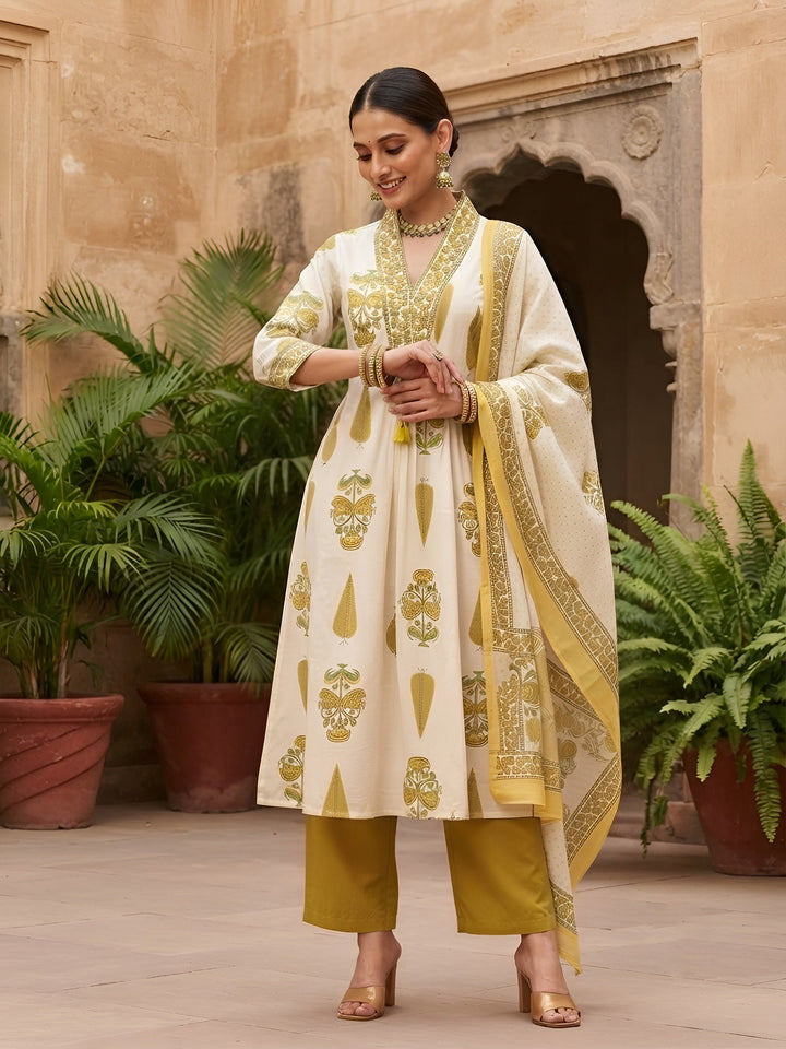 Printed Anarkali Kurta Set With Dupatta