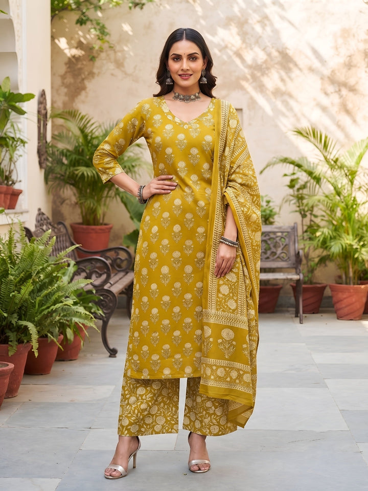 Printed Straight Kurta Set With Dupatta