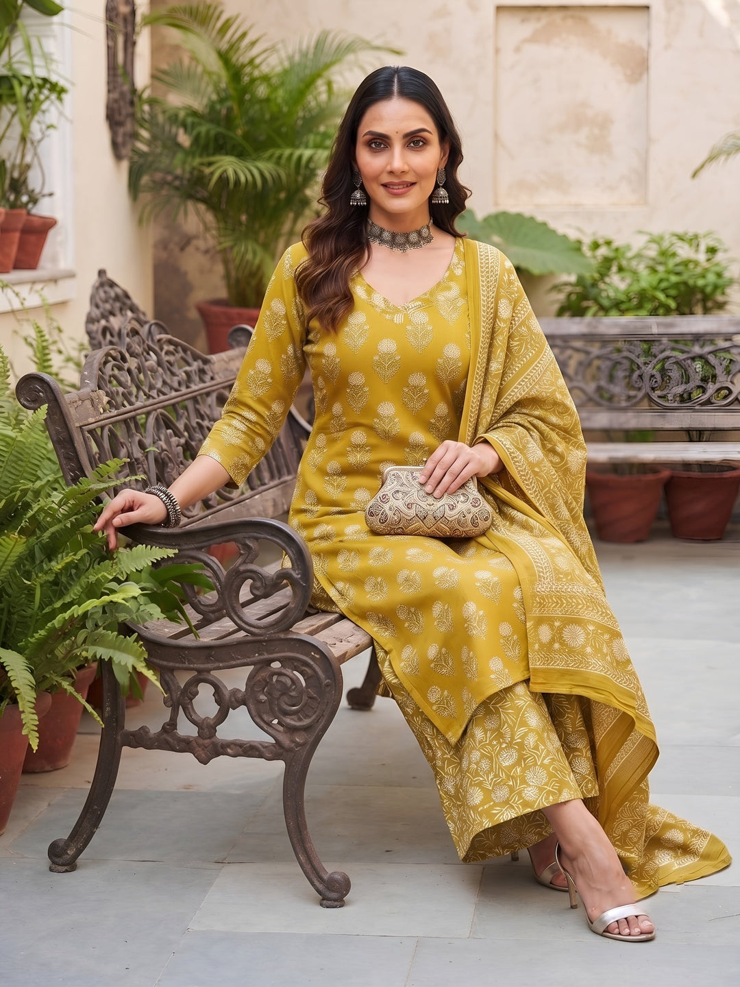 Printed Straight Kurta Set With Dupatta