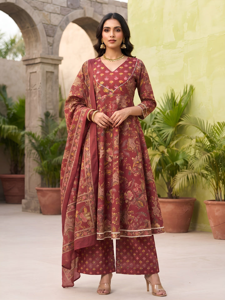 Printed Anarkali Kurta Set With Dupatta