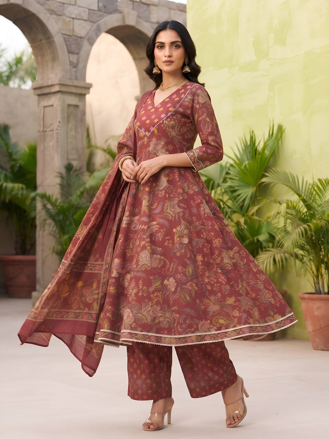 Printed Anarkali Kurta Set With Dupatta