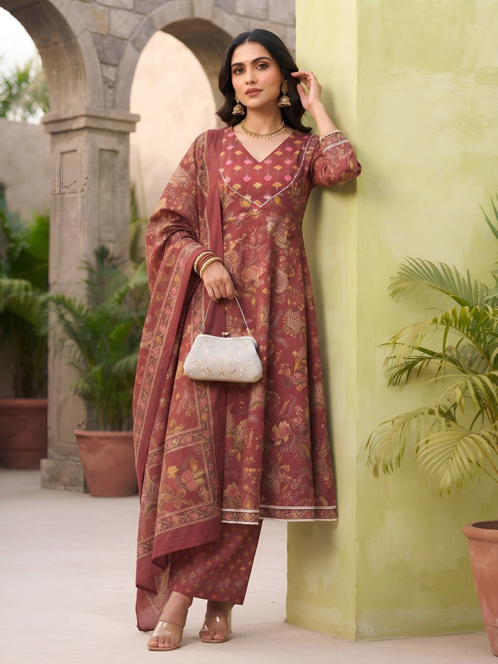 Printed Anarkali Kurta Set With Dupatta