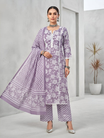 Printed Straight Kurta Set With Dupatta