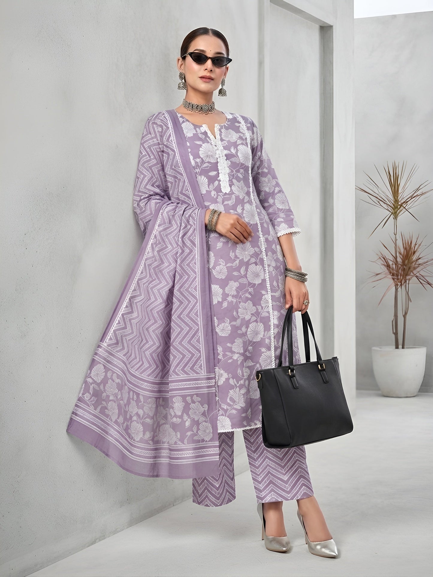 Printed Straight Kurta Set With Dupatta