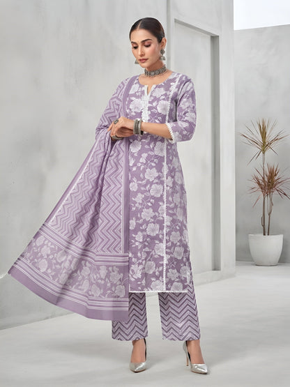 Printed Straight Kurta Set With Dupatta