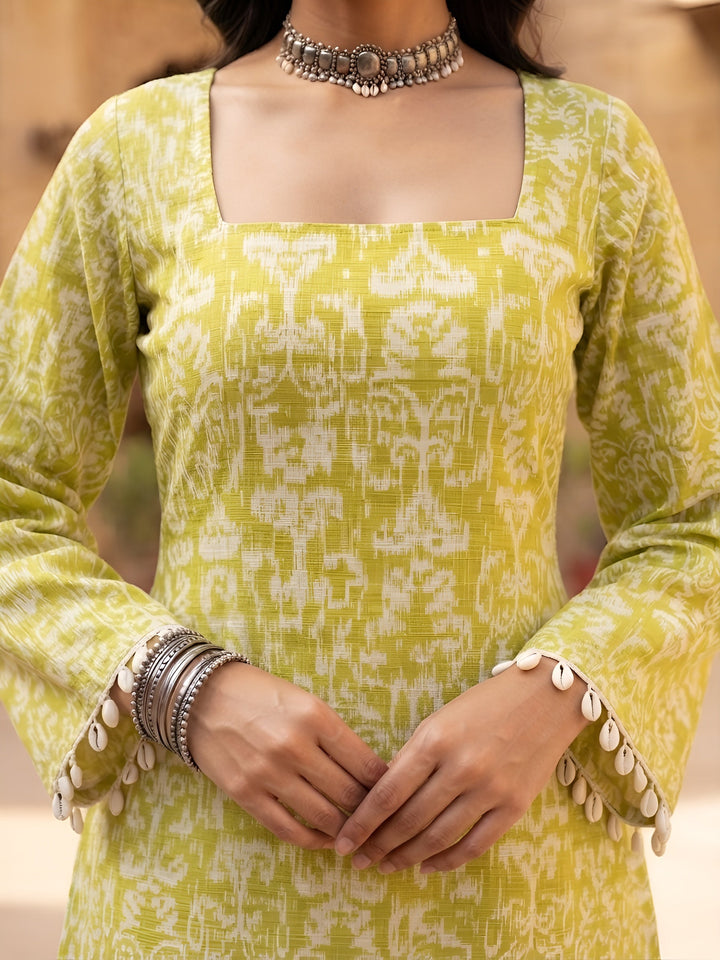 Green &amp; White Sharara Set With Dupatta