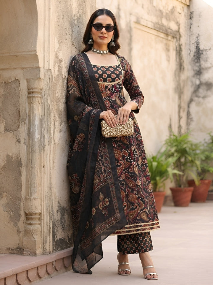 Printed Anarkali Kurta Set With Dupatta