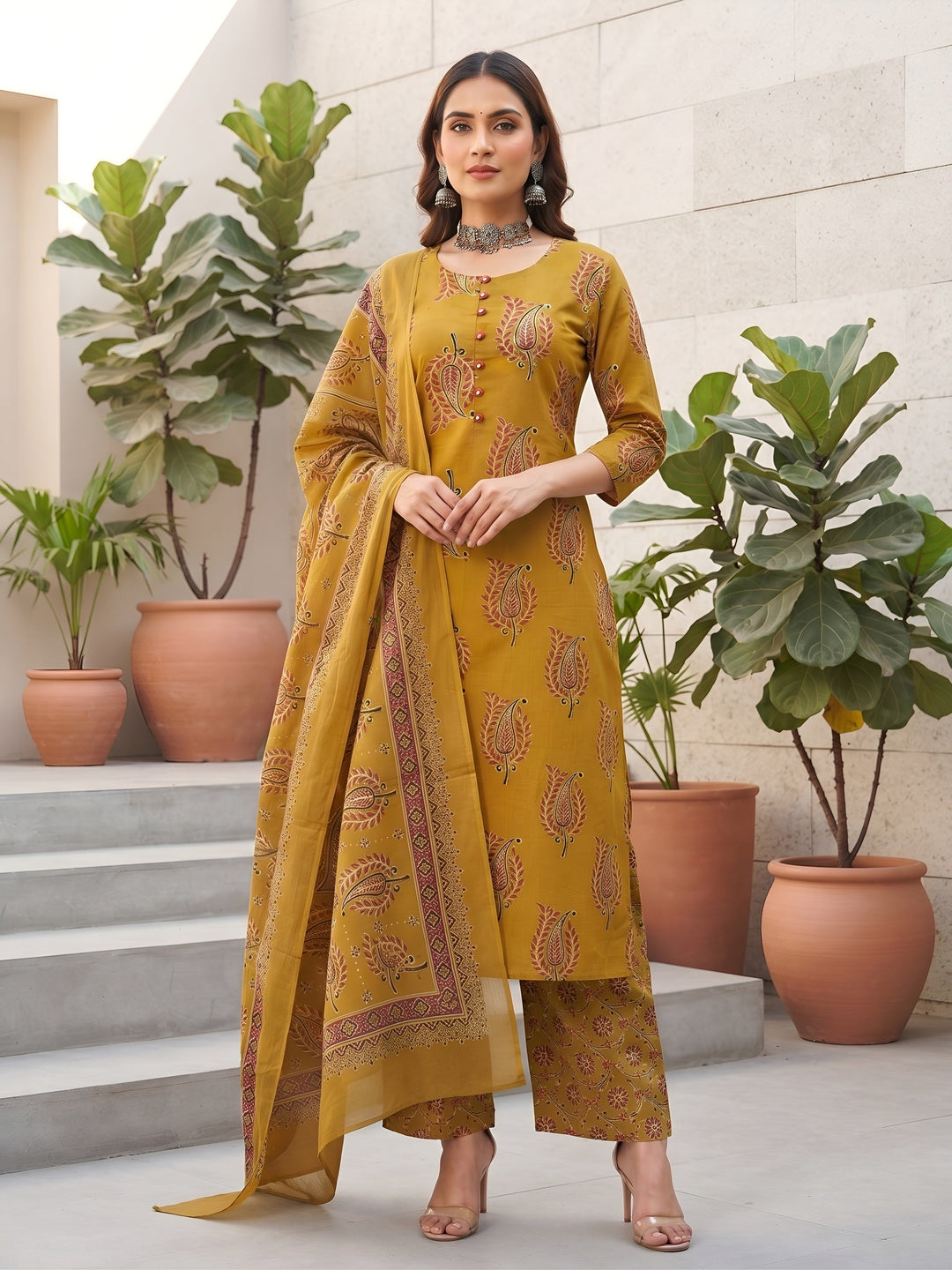 Printed Straight Kurta Set With Dupatta