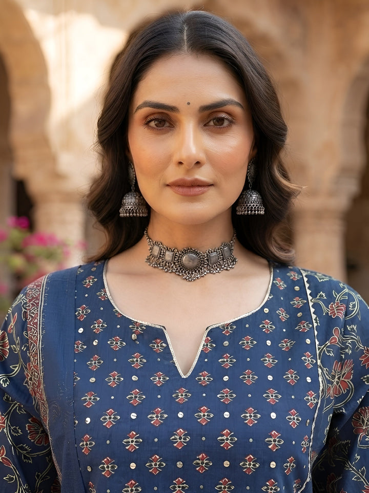 Printed Straight Kurta Set With Dupatta