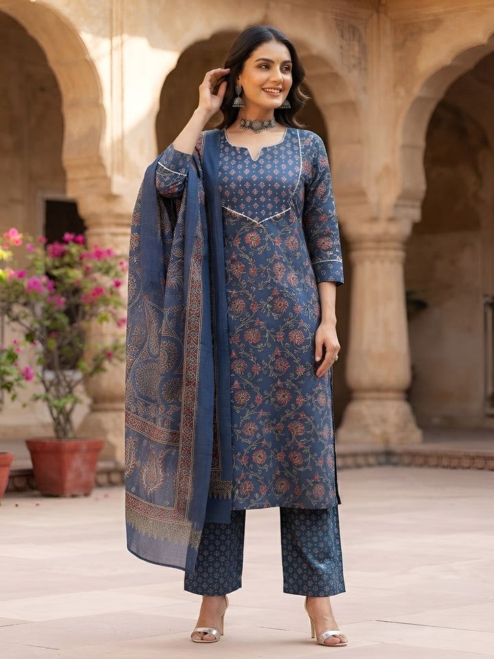 Printed Straight Kurta Set With Dupatta
