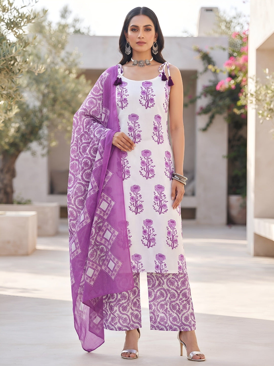 Printed Straight Kurta Set With Dupatta