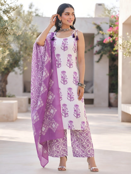 Printed Straight Kurta Set With Dupatta