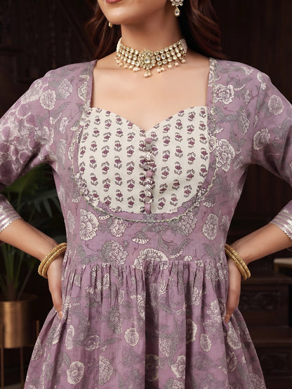 Printed Peplum Kurta Set With Dupatta