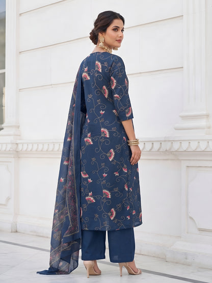 Printed A-Line Kurta Set With Dupatta