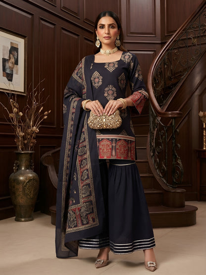 Printed Straight Sharara Set With Dupatta