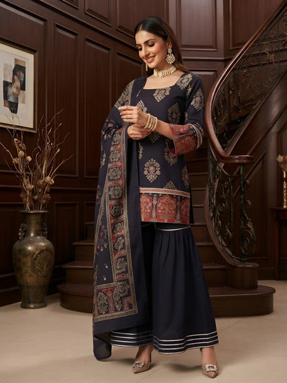 Printed Straight Sharara Set With Dupatta