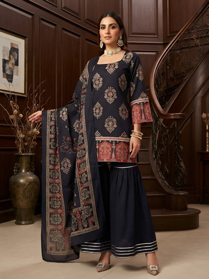 Printed Straight Sharara Set With Dupatta