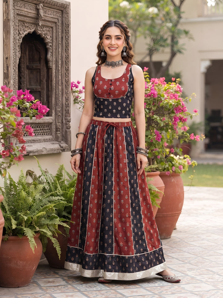 Printed Skirt With Top Co-Ord Set