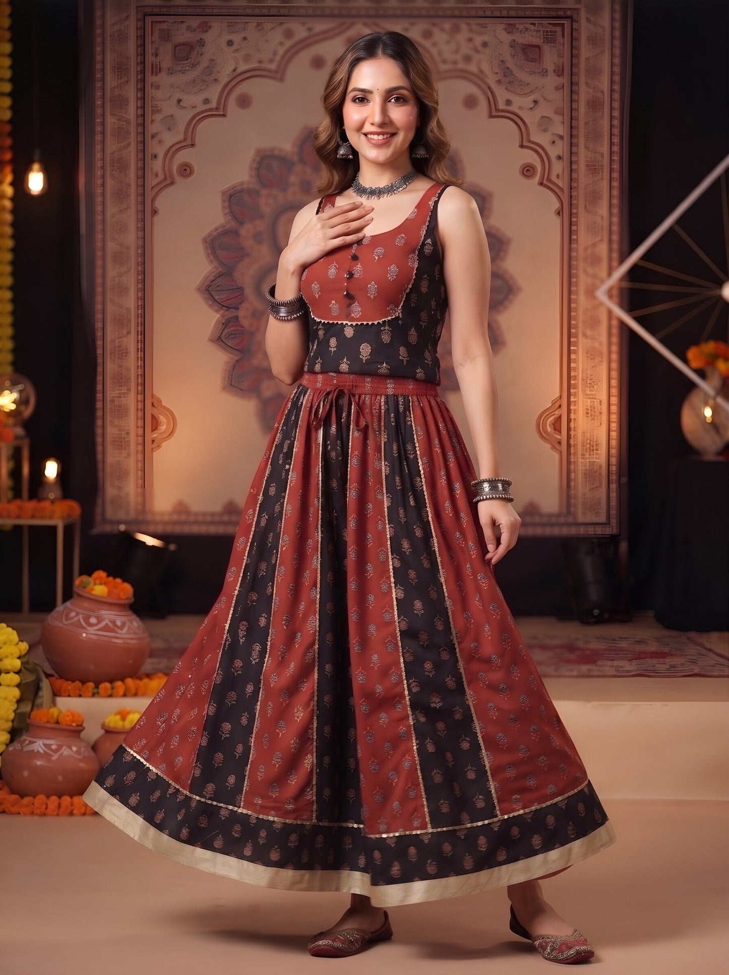 Printed Skirt With Top Co-Ord Set