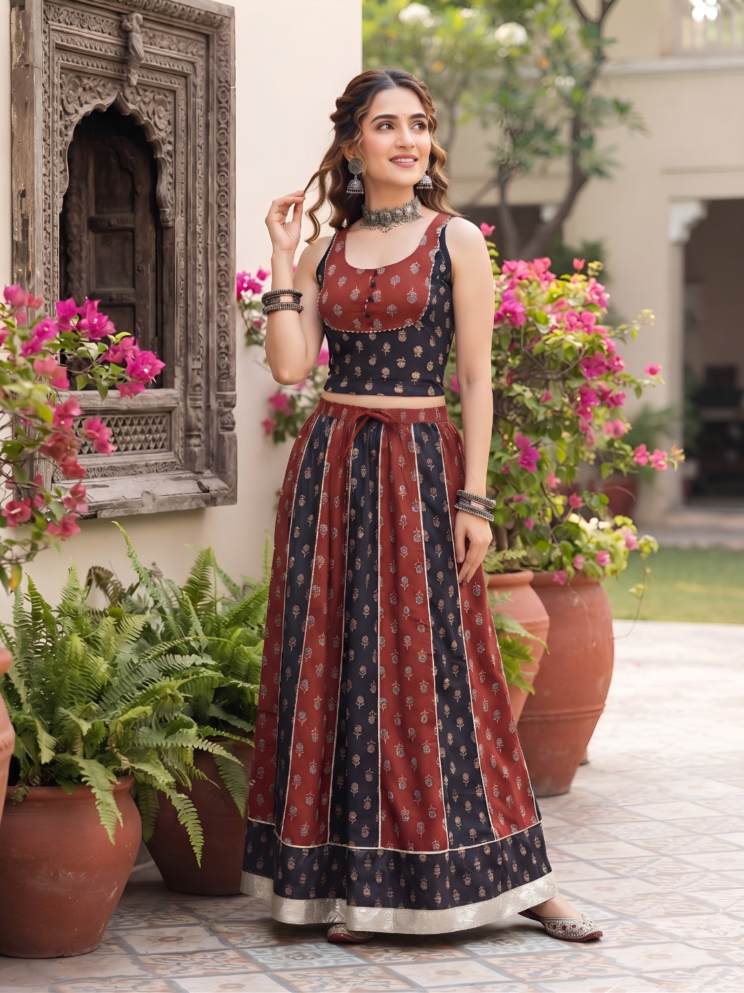 Printed Skirt With Top Co-Ord Set