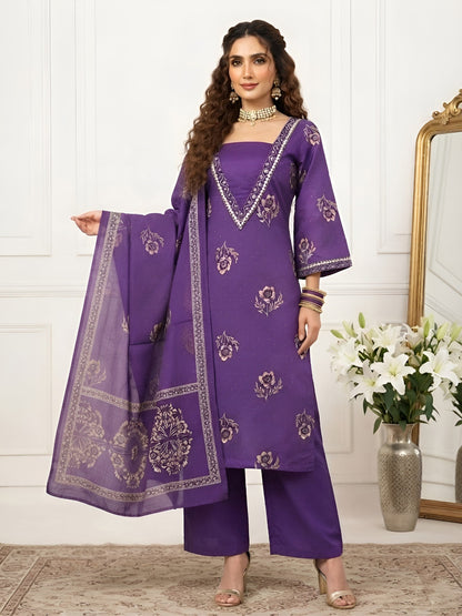 Printed Straight Kurta Set With Dupatta