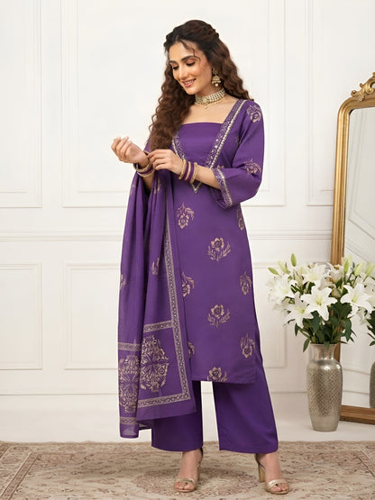 Printed Straight Kurta Set With Dupatta