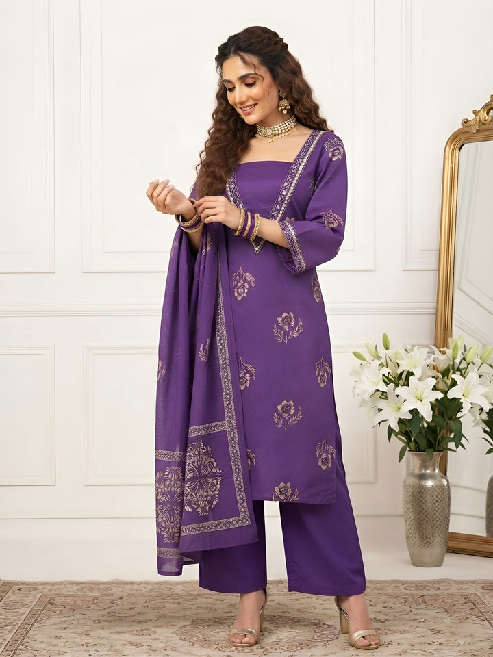 Printed Straight Kurta Set With Dupatta