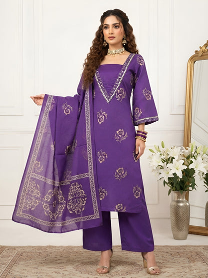 Printed Straight Kurta Set With Dupatta