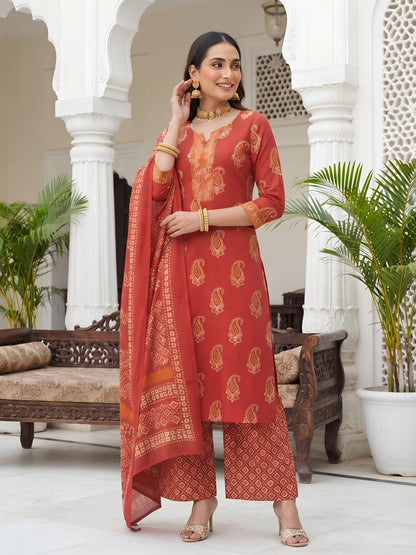 Printed Straight Kurta Set With Dupatta